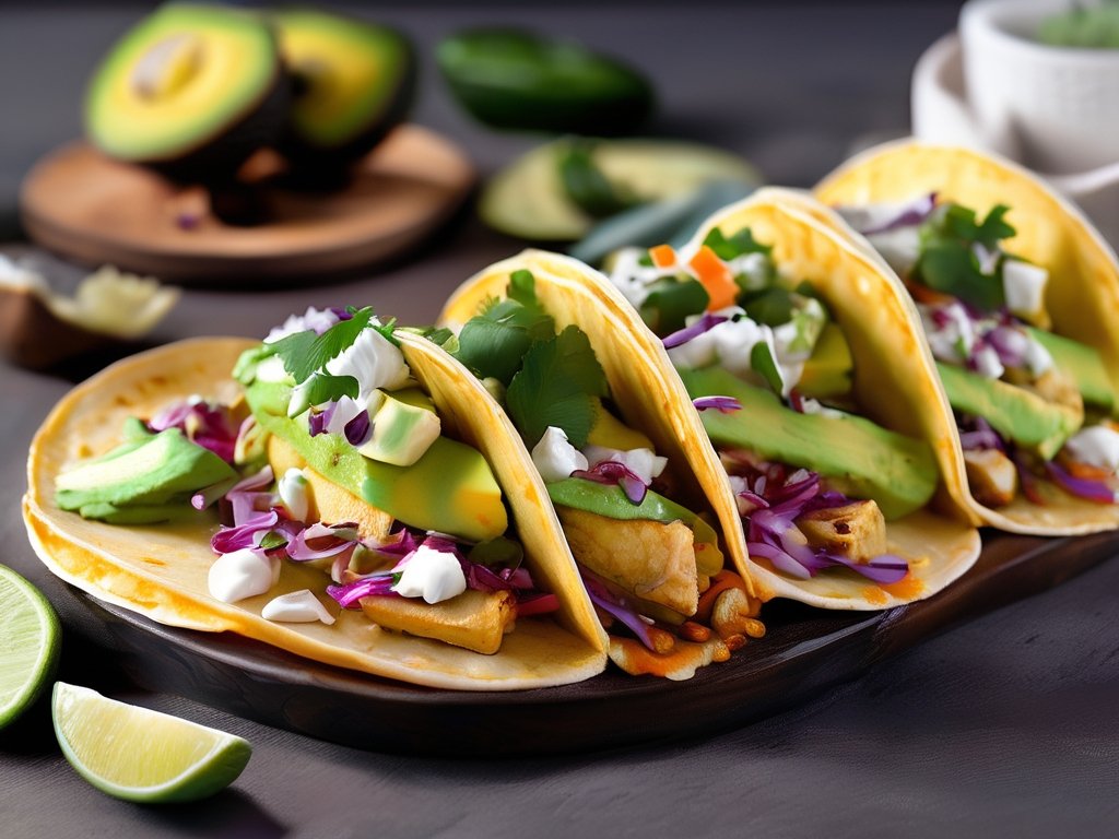 Receita de Tacos de Tofu com Molho de Abacate Receita de Tacos de Tofu com Molho de Abacate