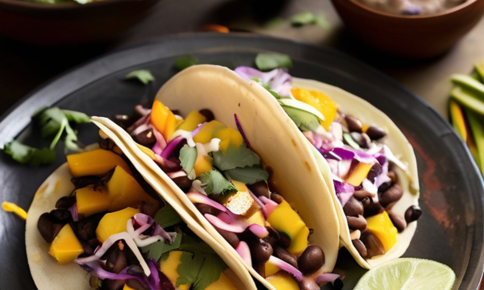 Receita de Tacos de Feijão Preto com Molho de Manga