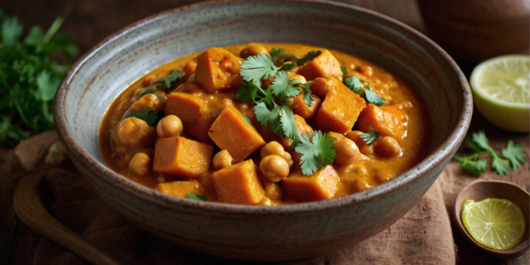 Curry Vegano de Batata Doce com Grão-de-Bico Curry Vegano de Batata Doce com Grão-de-Bico