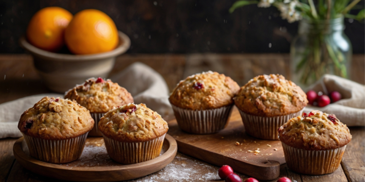 Muffins Veganos de Cranberry e Laranja